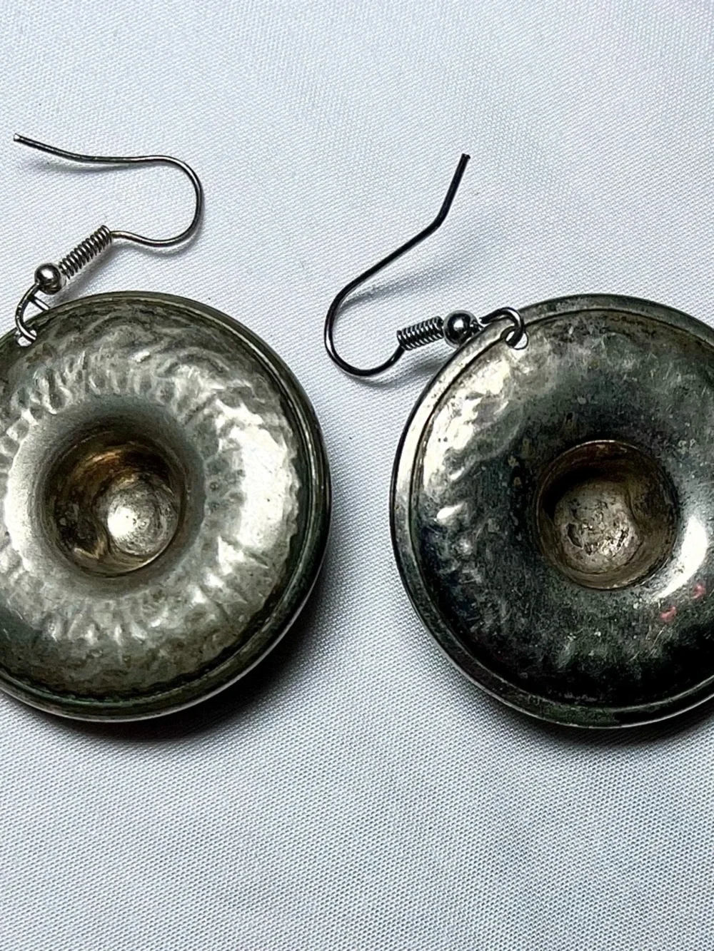 Silver-Tone Embossed Round Drop Sombrero Earrings - Silver - Mexico - Picture 5 of 6